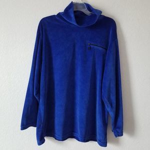 OPTIONAL equipment Women's blue Velour Turtleneck Sweatshirt  size Medium